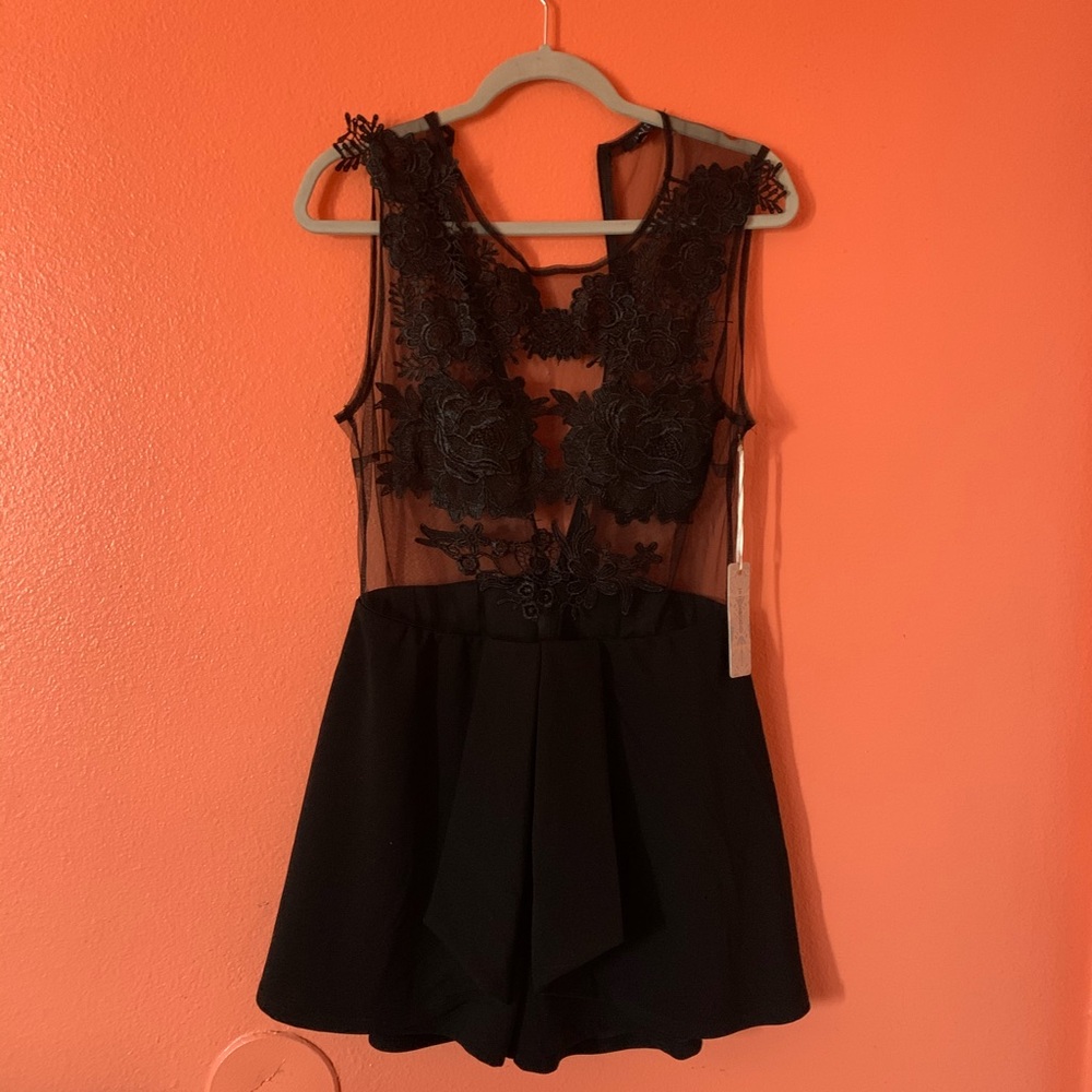 Black see through top romper